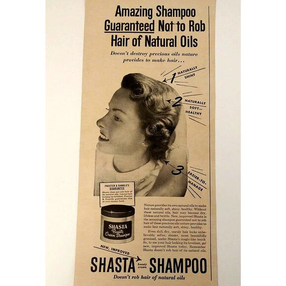 1950 Smiling‎ Woman Shasta Beauty Cream Shampoo - Original Retro Vtg PRINT AD - Picture 1 of 7